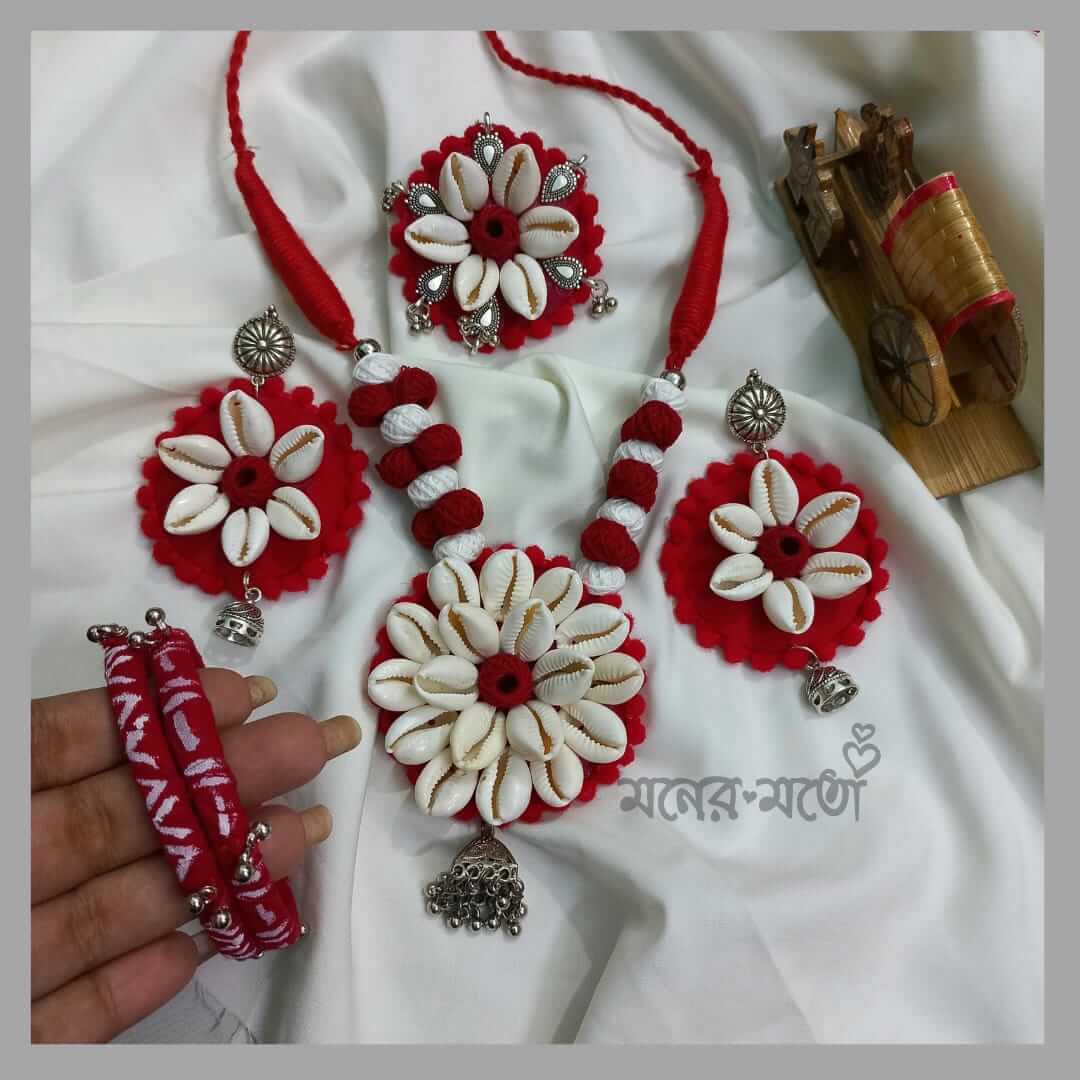 Handmade Kori Necklace Set  Moner Moto - মনের মতো