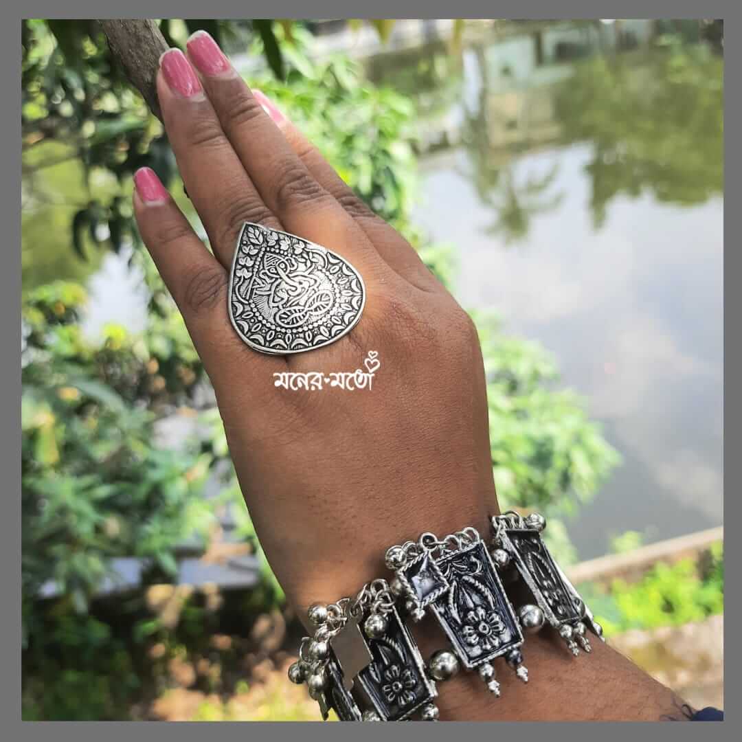 The Wandering Ganesha Sterling Silver Cuff Ring | breathedeepdesigns