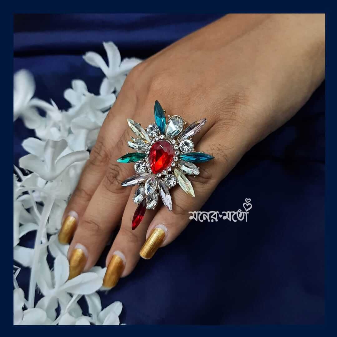 Buy OYE KUDIYE High Gold Polish Fancy Design Party wear beautiful Kundan  Stones Kundan Finger Ring Dark Ruby Online at Best Prices in India -  JioMart.