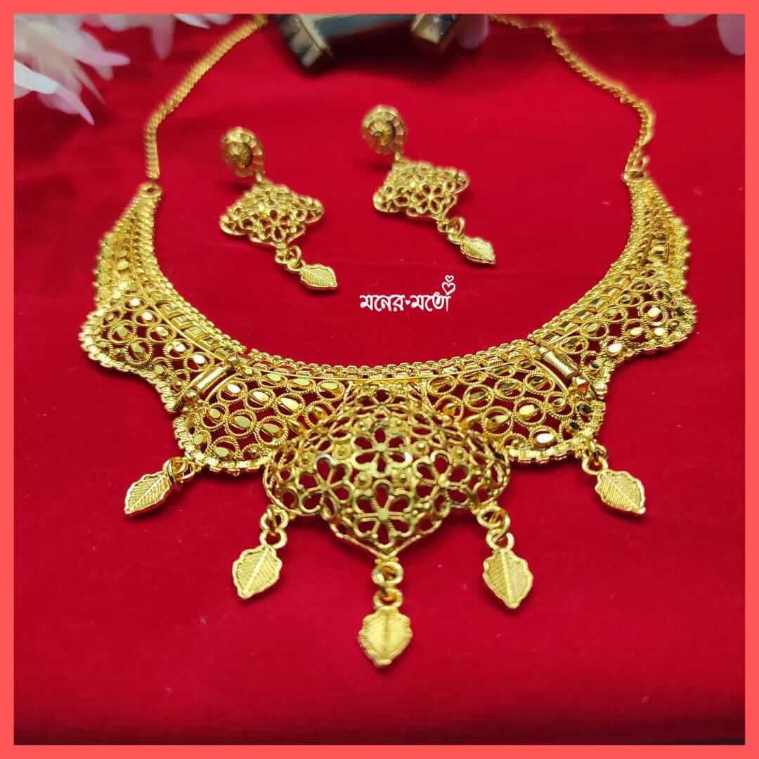 Gold Plated Necklace Set Moner Moto মনের মতো