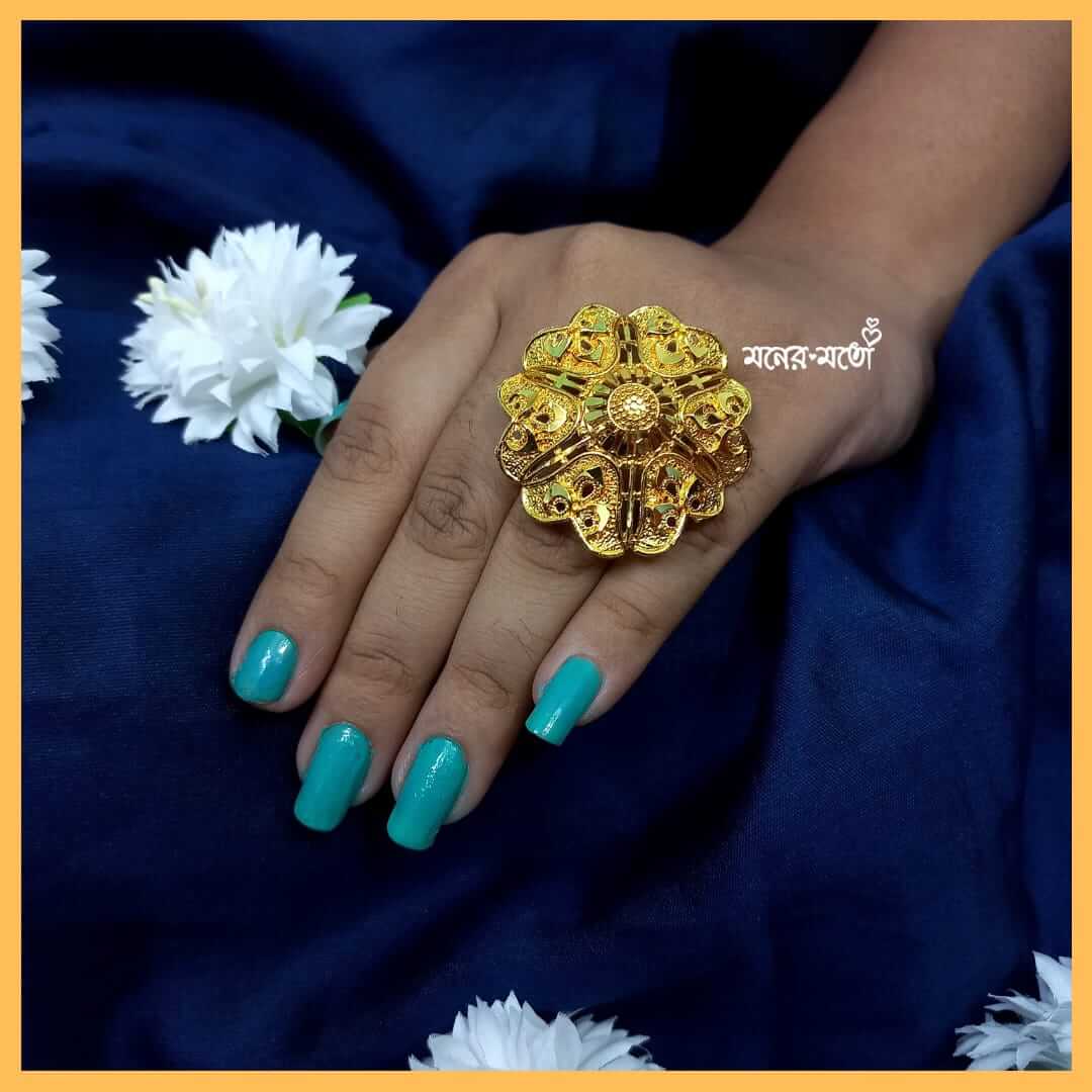 Royal Tasseled 22k Overall Gold Finger Ring – Andaaz Jewelers