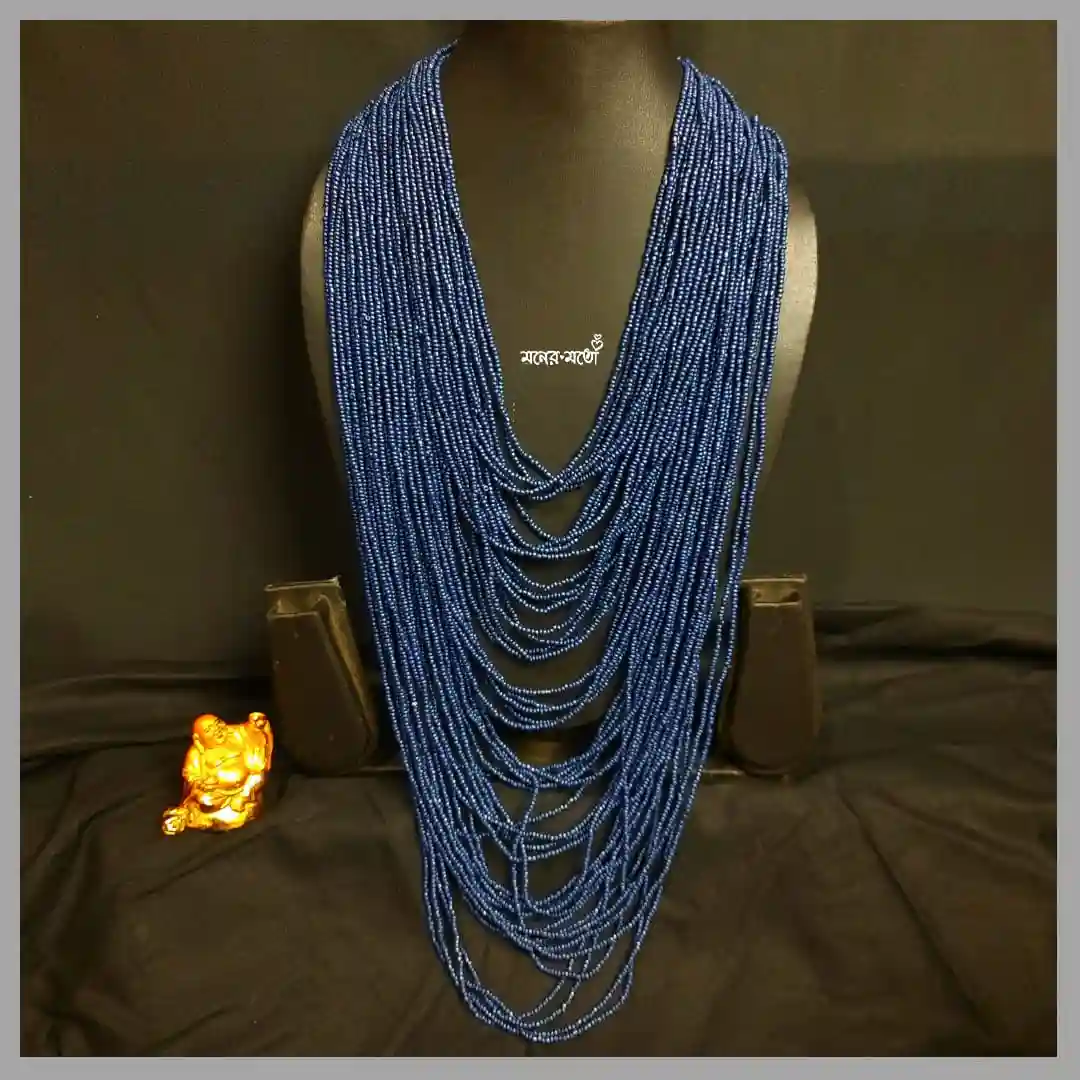 DREAMJWELL - Beautiful gold tone blue-white beads designer necklace se –  dreamjwell