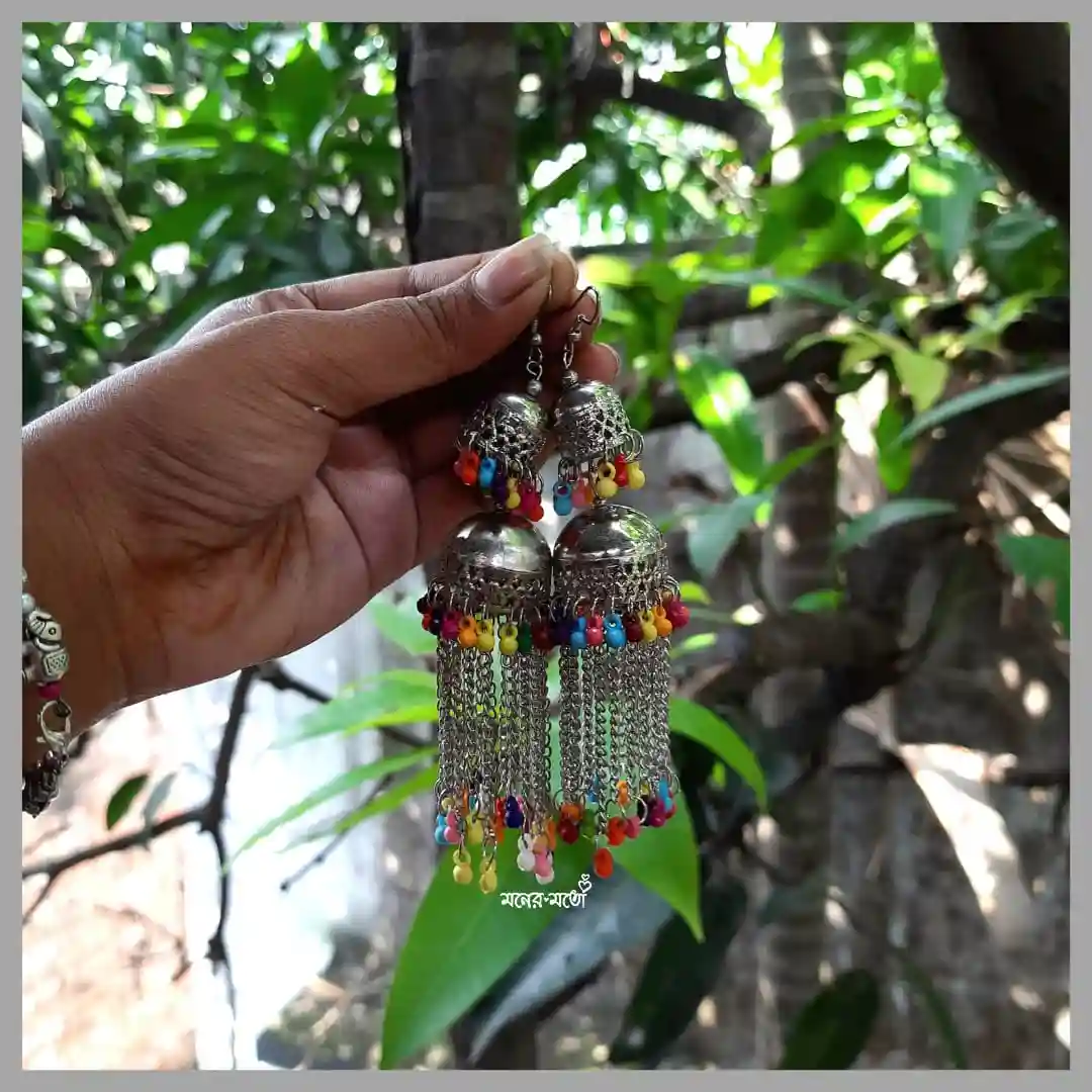 Oxidised Fusion Jhumka | Moner Moto - মনের মতো