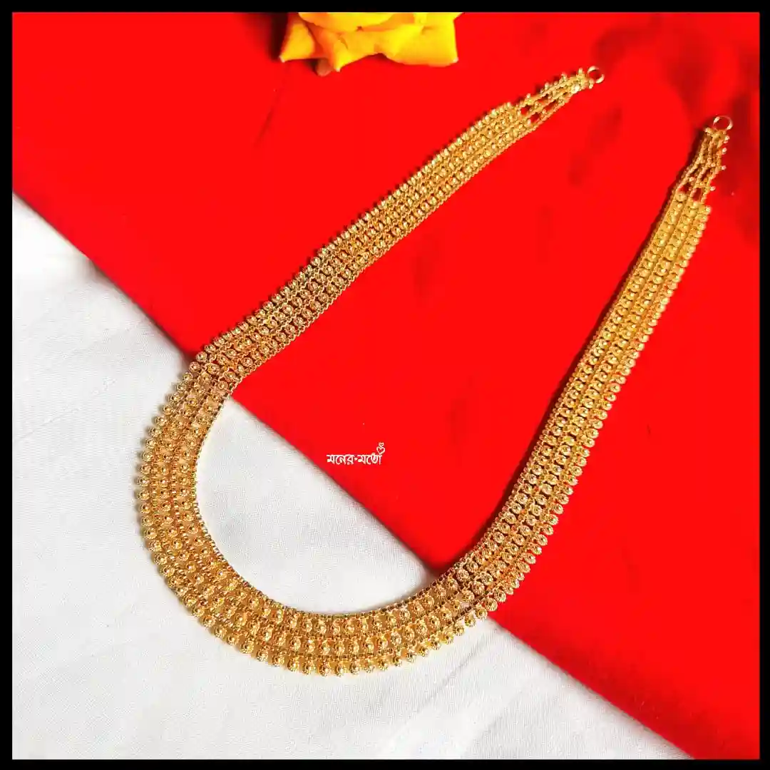 Gold Plated U- shaped Long Necklace  Moner Moto - মনের মতো